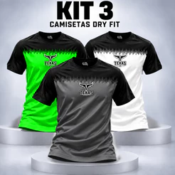 Kit 3 Camisetas Esportivas Masculinas Dry Fit Manga Curta Corrida Caminhada Fitness Treino Academia Respirável