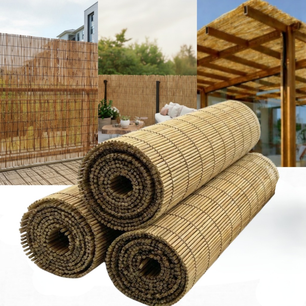 15M² Cerca de Ocultação de Bambu Natural Vegano Cerca Grade Revestimento Jardim Artesanato Durável