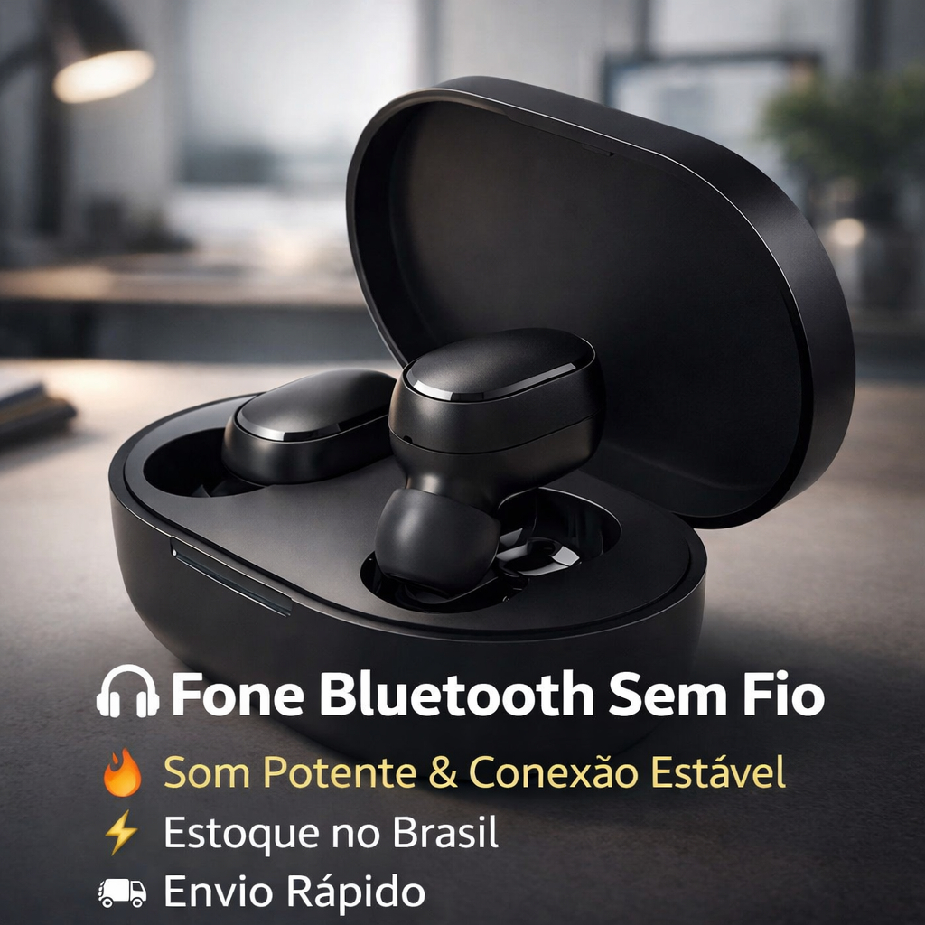 Fone ouvido Xiaomi Redmi Airdots 2 TWS Preto sem Fio Bluetooth 5.0 Gamer