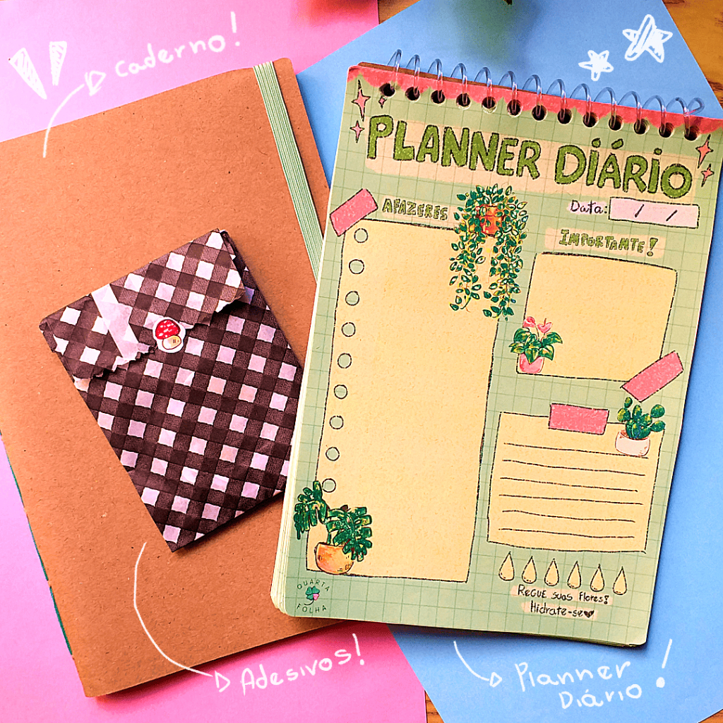 KIT ORGANIZAÇÃO CADERNO A5 com elástico, PLANNER e ADESIVOS | Papelaria | Bullet Journal, Sketchbook, Planner