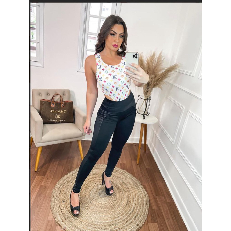 Montaria Levanta Bumbum Com Detalhes Em Cirrê Material Suplex Power Skinny Cintura Alta