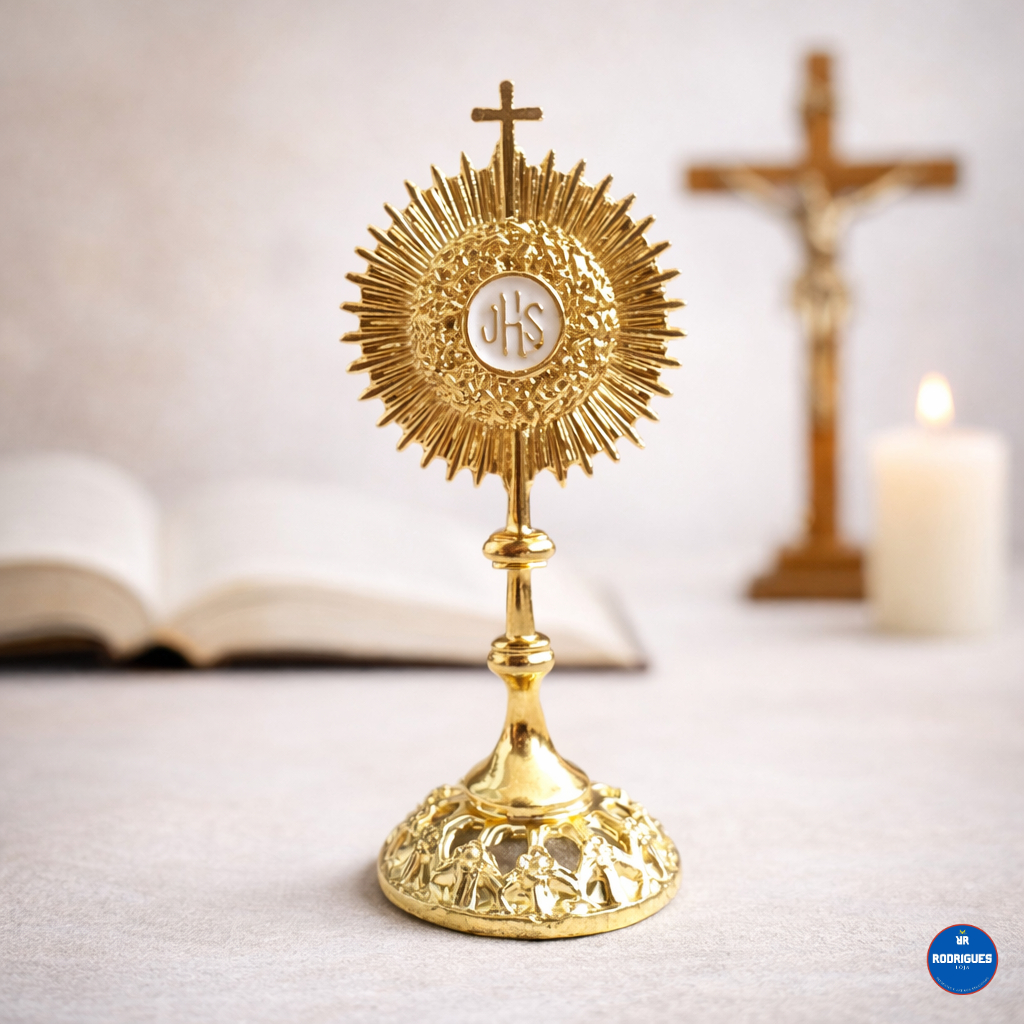 Santíssimo Sacramento Ostensório 6 cm Metal Dourado Lindo em Oferta na Shopee