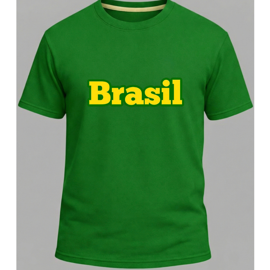 Camisa Estampada Brasil Copa Do Mundo Futebol Brasileirão Masculino E Feminino Adulto E Infantil Camiseta 100% Algodão