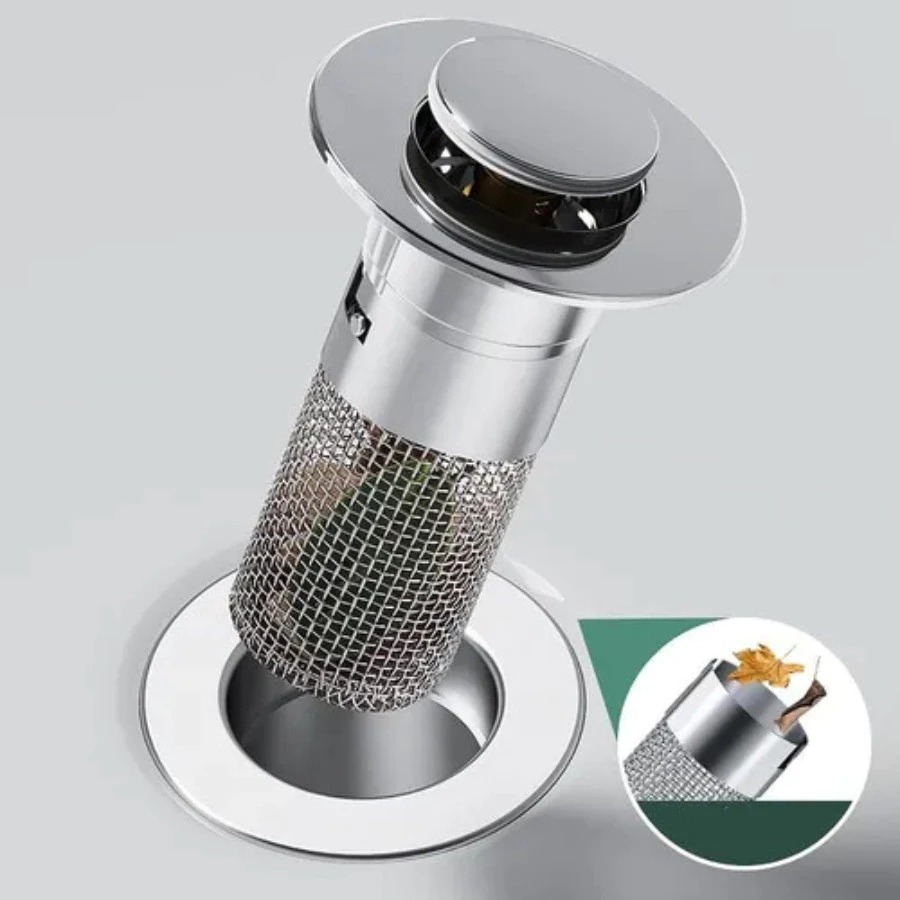 Ralo com Filtros De Drenagem Para Pia De Banheiro Modelo Pop - Up