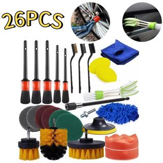 Kit 26 Peças para Limpeza Automotiva Profunda | Escovas e Esponjas para Parafusadeira - Detalhamento Rápido em Oferta na Shopee