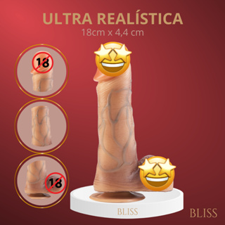 Penis Dildo Ultra Realístico Grande Macio com Veias Ventosa Testiculos 18x4,4cm Sexy Fantasy em Oferta na Shopee