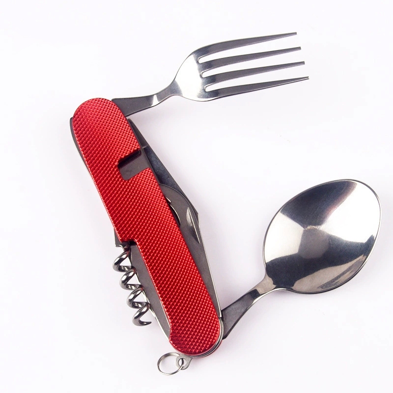 Kit Mini Talheres Dobráveis Camping Faca Garfo Colher Canivete Destacável 5em 1