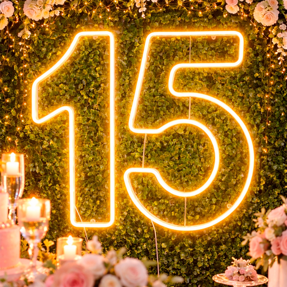 Luminária Led Neon Kit Números 1 5 50cm Decoração Festa Aniversário 15 Anos Debutante em Oferta na Shopee