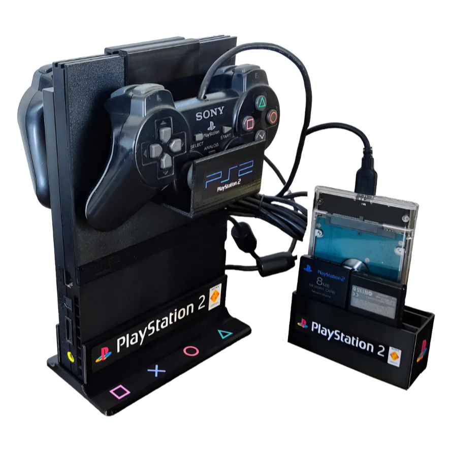 Suporte Base Vertical Playstation 2 Slim Ps2 Para Controle, Hd e Memory Card | Envio Rápido | Adesivos