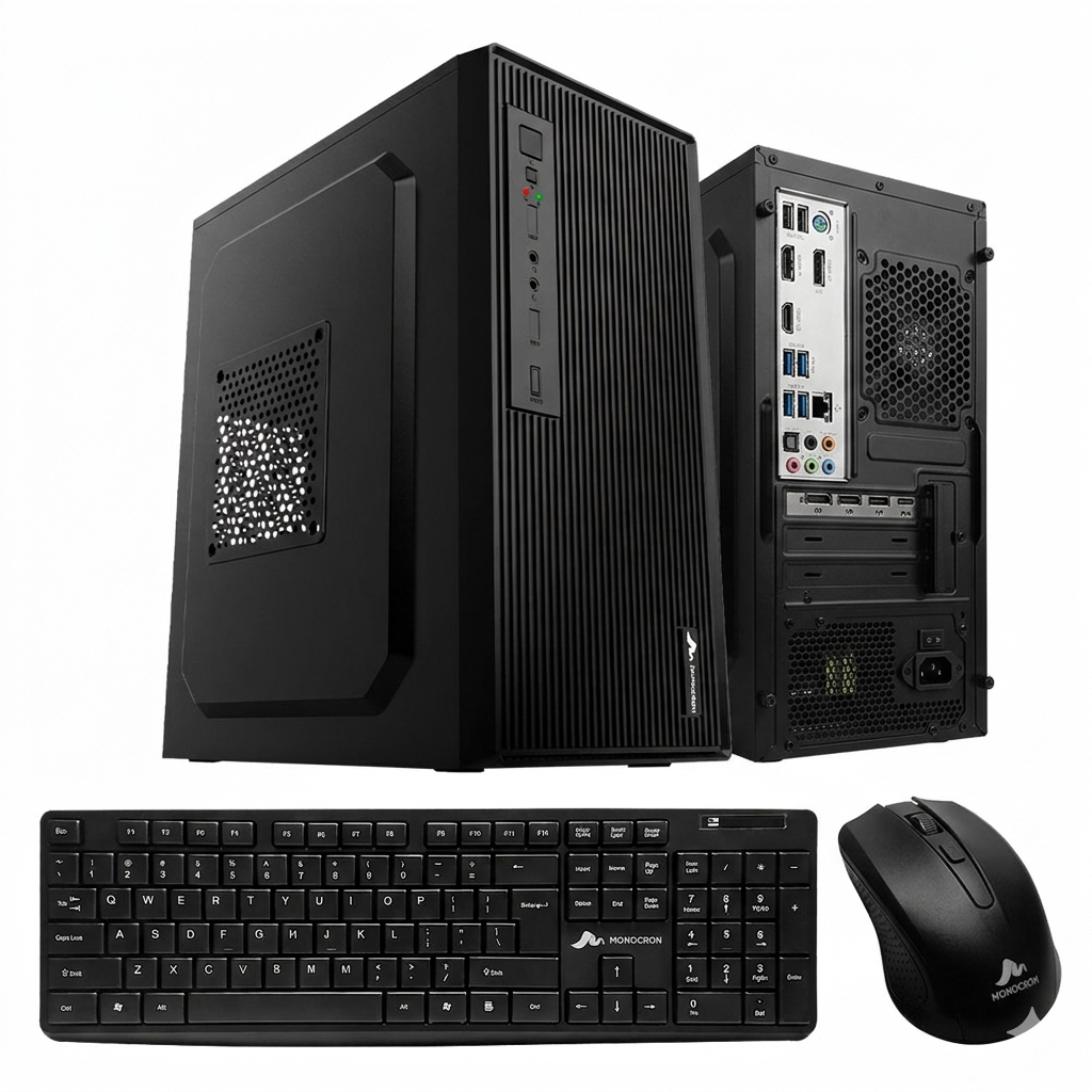Combo Monocron Wireless 2.4GHz Teclado 107 Teclas + Mouse 1000 DPI + Gabinete Mid Tower