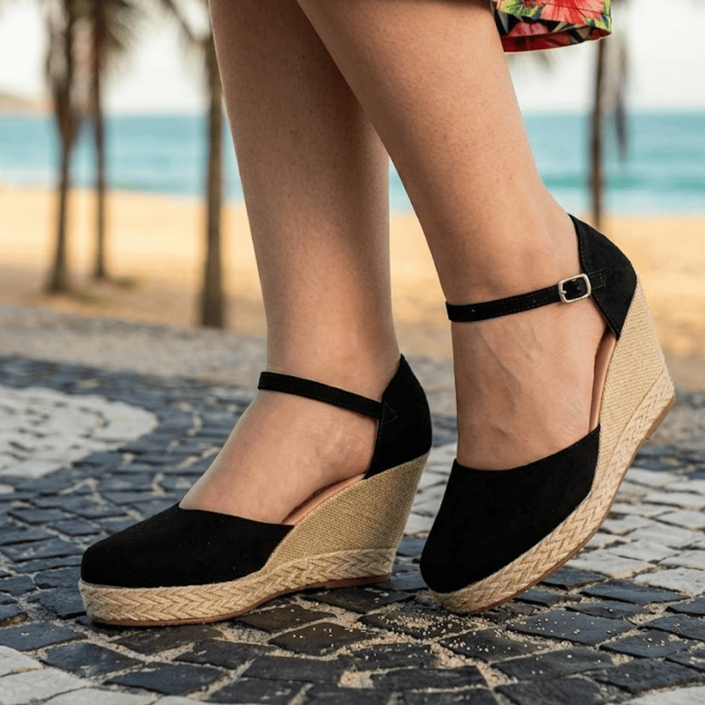 Sandália Anabela Plataforma Salto Médio Feminina em Oferta na Shopee