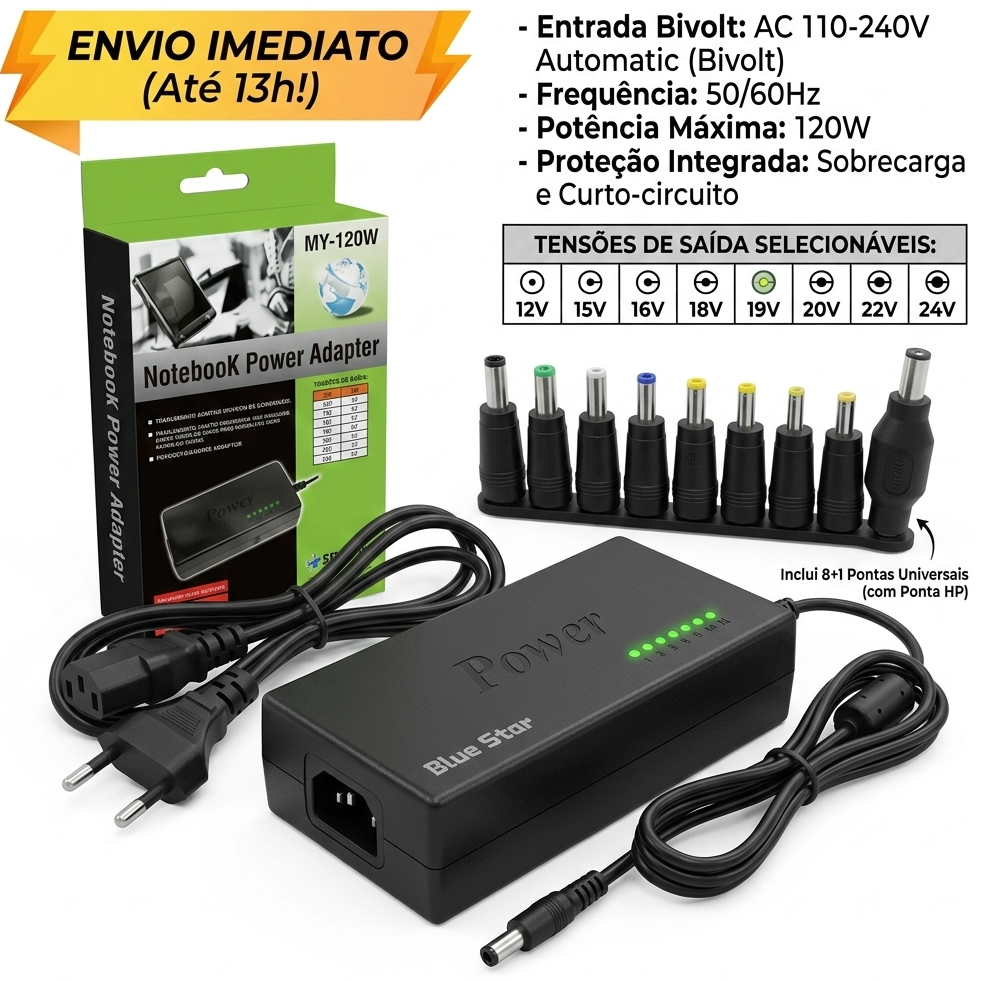 Fonte Carregador Universal Notebook Laptop Computador 120W em Oferta na Shopee