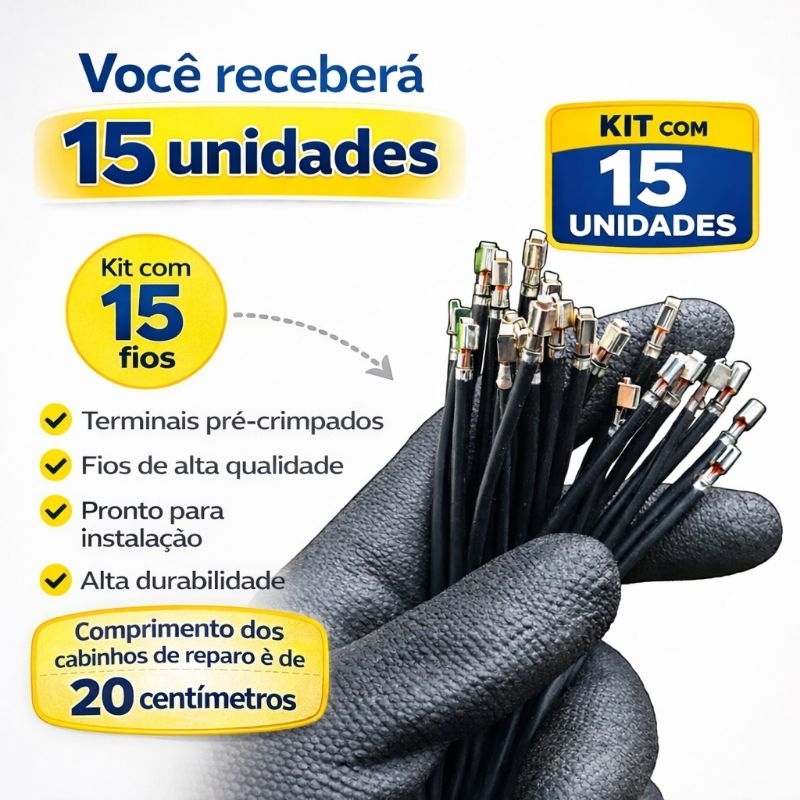 Kit 15 Cabo Reparo Conector Chicote Electrolux Máquina Lavar