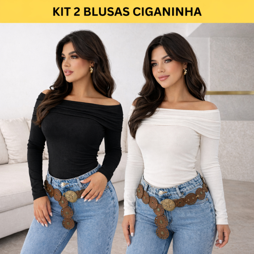 Kit 2 e 3 Blusas Ombro a Ombro Ciganinha Tomara Que Caia Manga Longa Inverno Ribana Premium Estilo Elegante em Oferta na Shopee