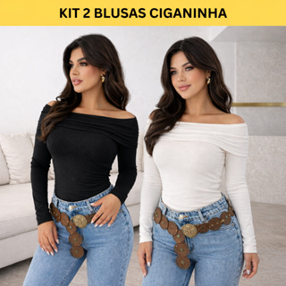 Kit 2 e 3 Blusas Ombro a Ombro Ciganinha Tomara Que Caia Manga Longa Inverno Ribana Premium Estilo Elegante em Oferta na Shopee