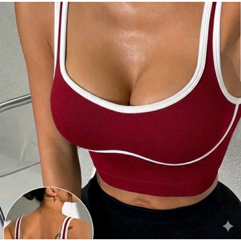 Cropped Feminino Alça Meia Fina Com Detalhe Em Viés Confortável E Estilosa