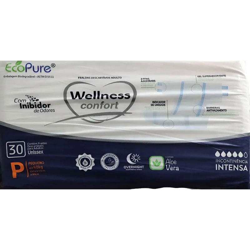 Fralda Geriátrica Wellness Confort P C/30 Unidades Overnight