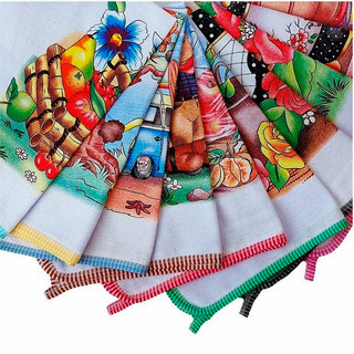 Kit Panos de Prato/Copa/Cozinha 100% Algodão 65×40 — Estampado, Absorvente, Viés Reforçado