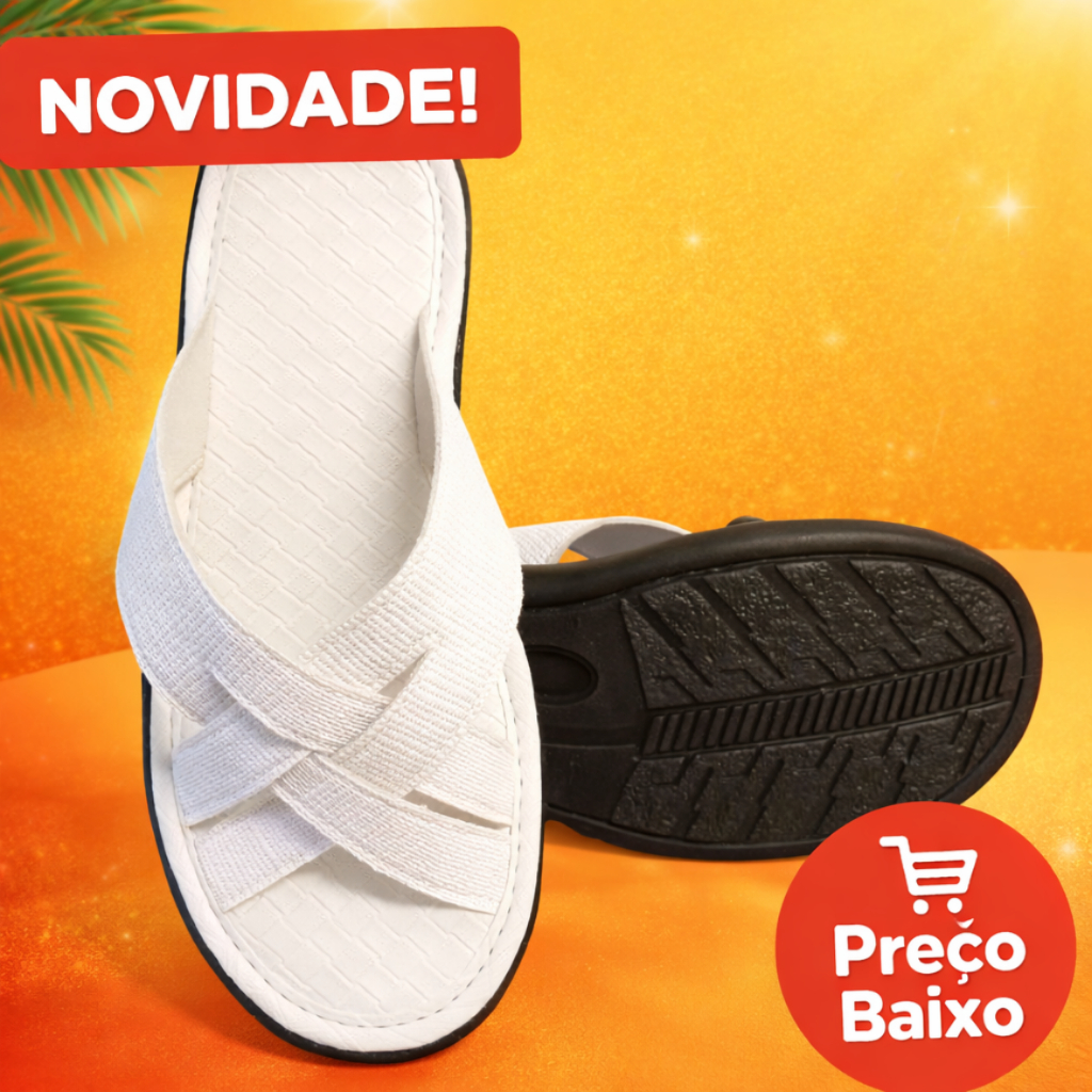 Chinelo Masculino Branco Moderno Confortável Promoção