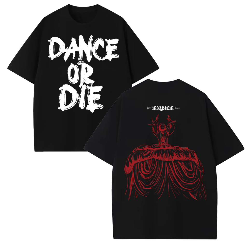 [Camiseta Premium em Algodão Puro]GXG Camiseta Lady Gaga Dance Or Die Mayhem Ball 100% Algodão em Oferta na Shopee