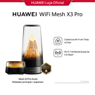 HUAWEI WiFi Mesh X3 Pro | Roteador | Wi-Fi 7 de Banda Dupla de 3,6 Gbps | One-Hop | HomeSec | Game Turbo | Shark Fin