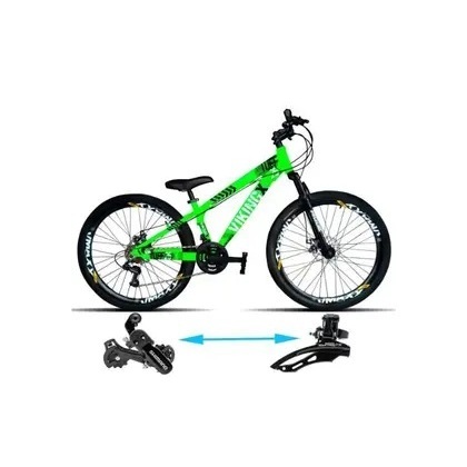 Bicicleta Vikingx Kit Aro 26 TuffX25/30 Vmaxx Freio a Disco 21V Verde Neon