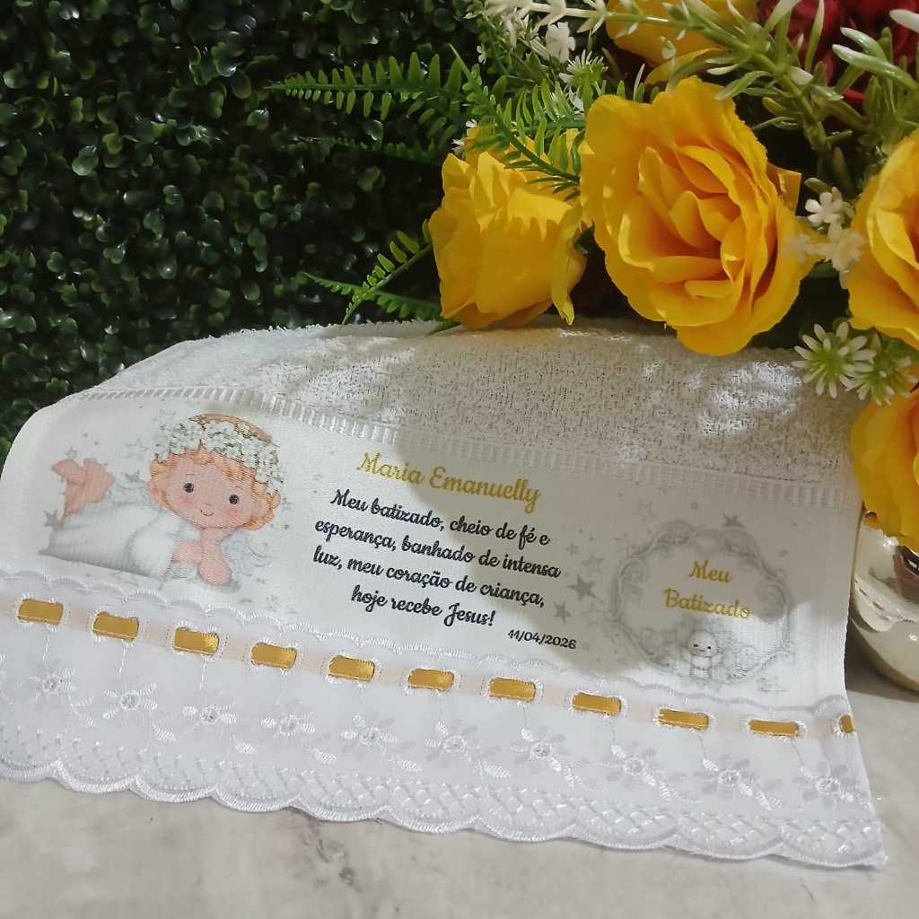 Toalha Personalizada Batizado Menina