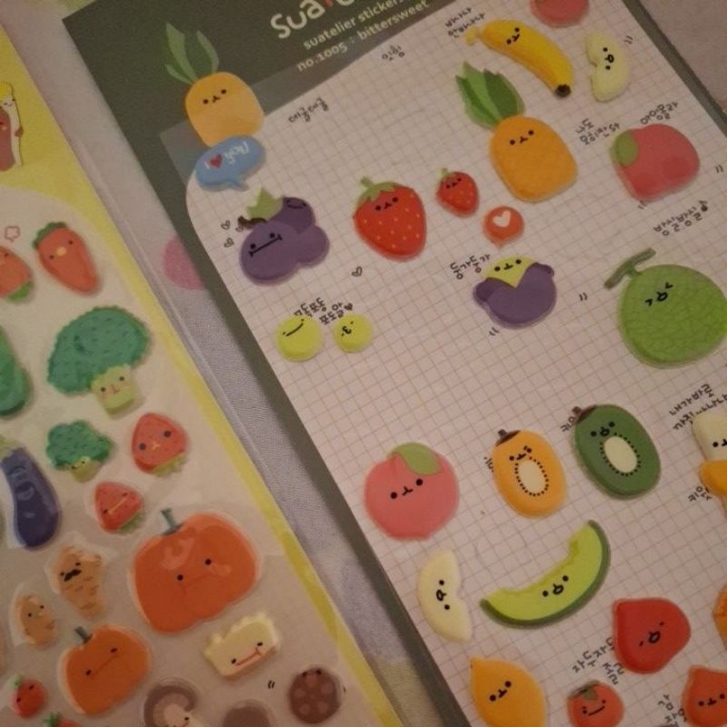 adesivos puffy 3D importados da coreia design exclusivo Suatelier fofo kawaii frutinhas e legumes