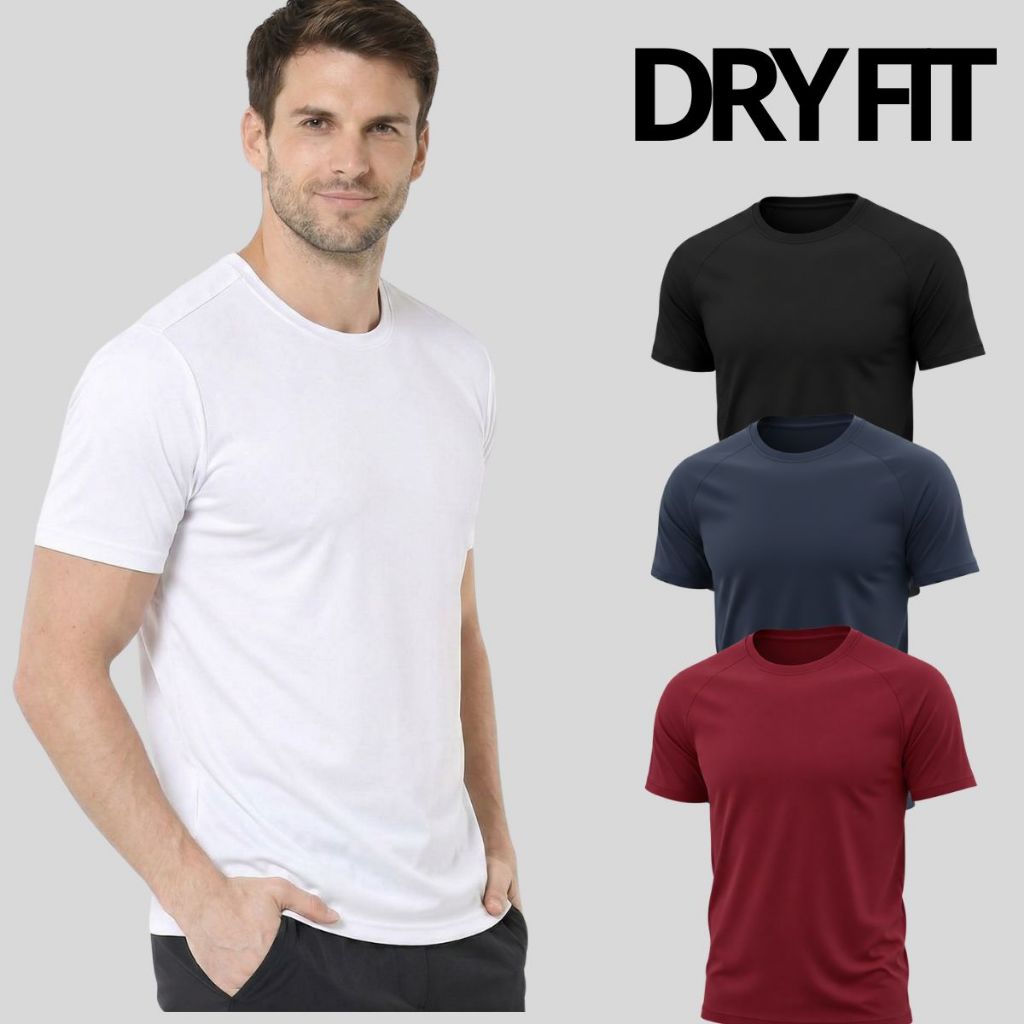 Camiseta Masculina Dry Fit Básica Branco Verão Academia Corrida Musculação Caminhada Treino