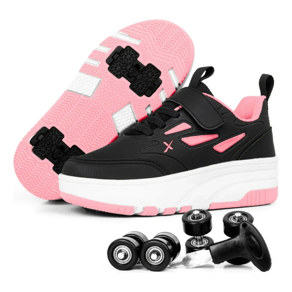Tênis Patins Infantil Feminino Com Rodinhas Skatenis Menina