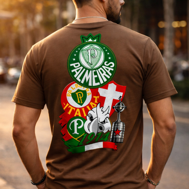 Camiseta Do Palmeiras Masculina Algodão 100% Estampa Grande Camisa Premium Verdão Torcedor — imagem 2 de 2
