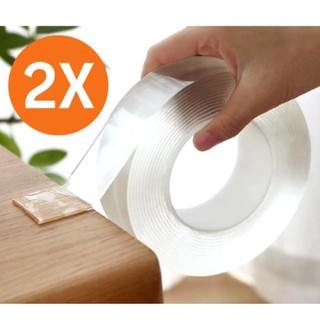KIT 2 Fita Dupla Face Nano Gel Adesiva Mágica Transparente Lavável - 30mmX3m Super Fixação Extra Forte Reutilizável