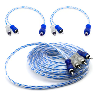 Cabo RCA 5M + 2Y TechOne Svart Azul Dupla Blindagem Som Automotivo Qualidade Premium em Oferta na Shopee