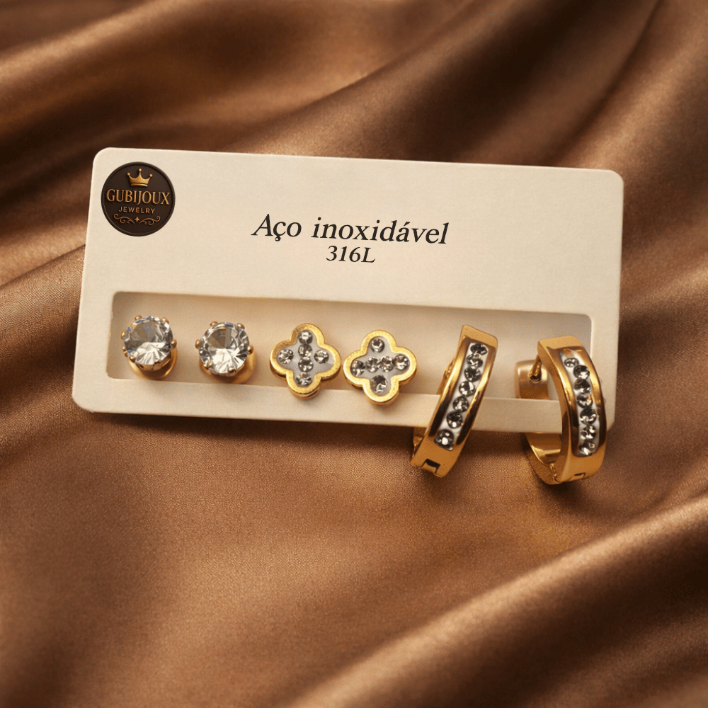 Brincos Femininos Argola Aço Inox 316L com Zircônia Prata ou Dourado Moderno em Oferta na Shopee