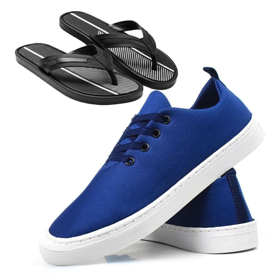 Sapato Masculino Sapatenis Jogger Esporte Fino Kit Com Chinelo - PROMOÇAO COM ENVIO IMEDIATO