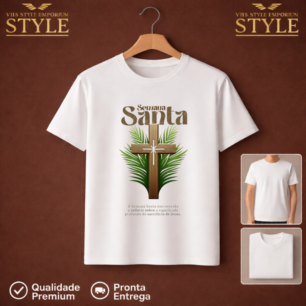 🙏 Camiseta Semana Santa ✝️ Cruz Sagrada – Fé e Amor de Jesus | Camisa Cristã Premium Unissex vhs