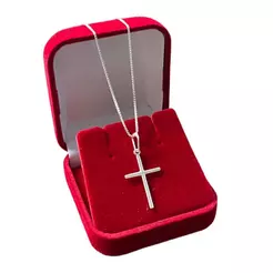 Colar Cordão de Prata 925 Veneziana com Cruz | Modelo Unissex