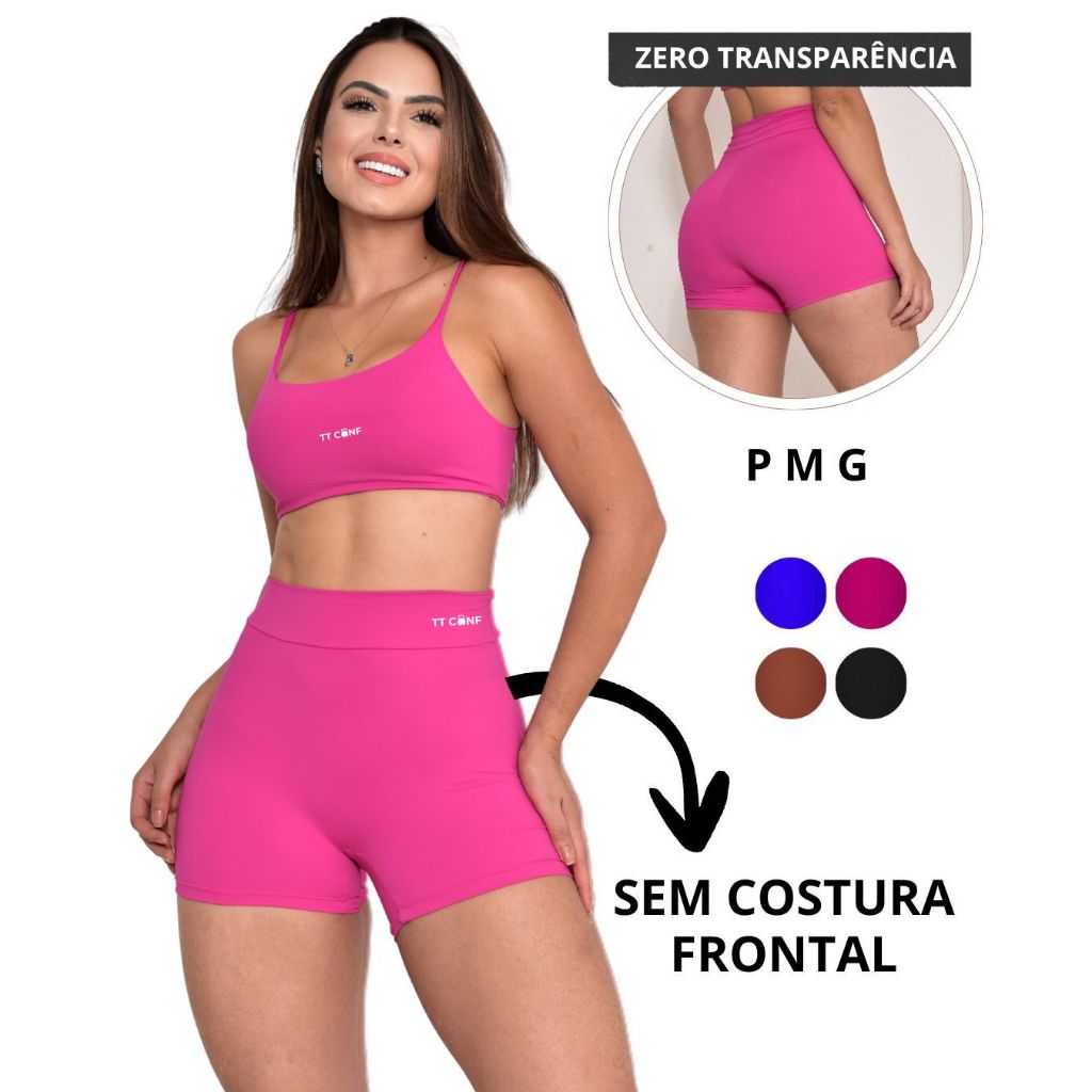 Conjunto de Academia Sem Costura Frontal Feminino Macio Zero Transparência Alta Compressão