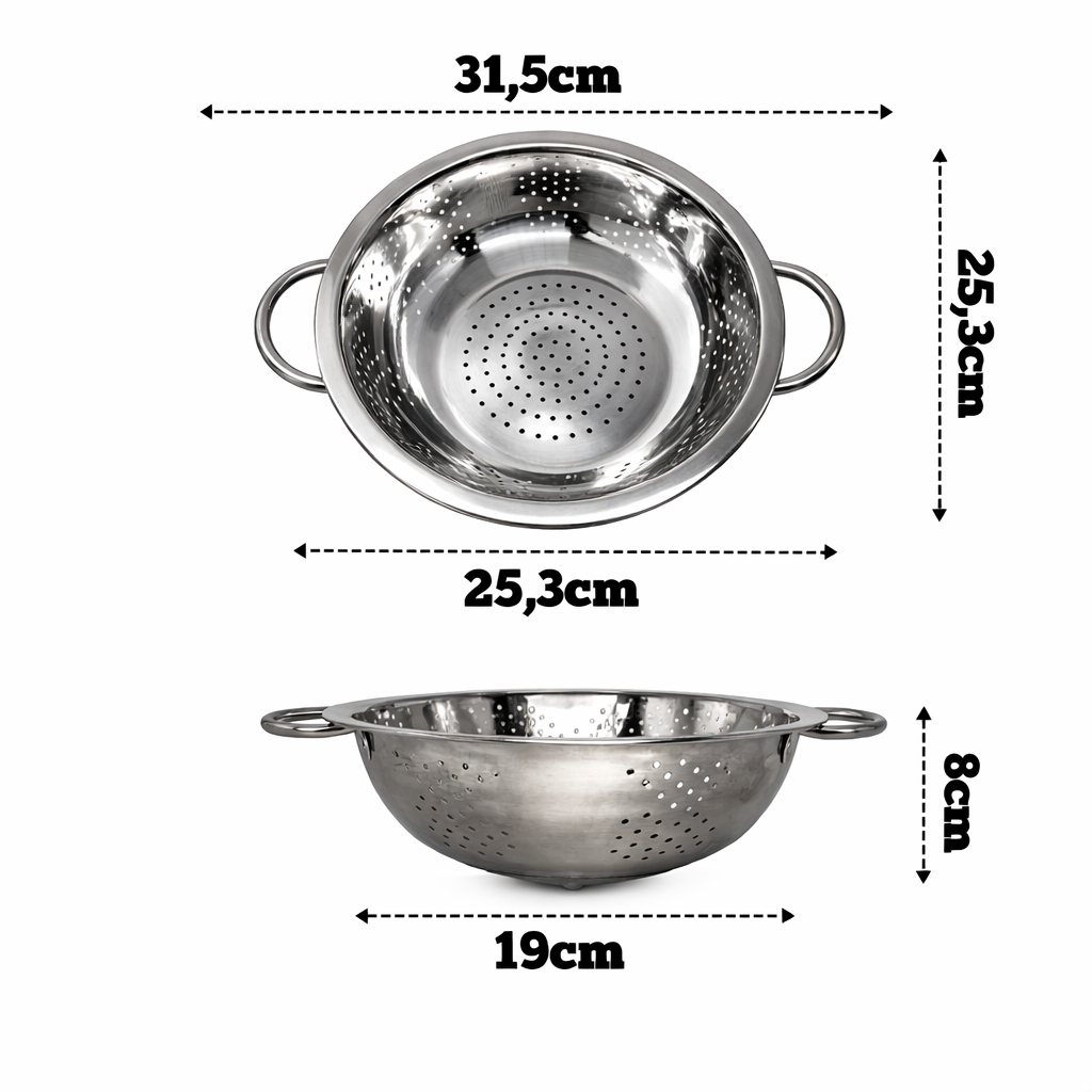 Escorredor INOX de Macarrão e Massas 24Cm Legumes em Oferta na Shopee