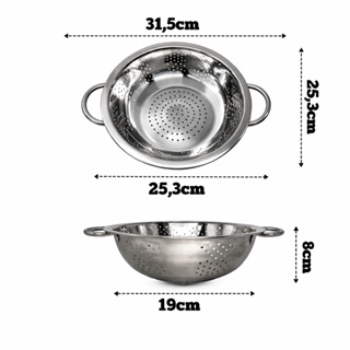Escorredor INOX de Macarrão e Massas 24Cm Legumes em Oferta na Shopee