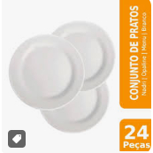 Conjunto de Pratos Sobremesa Nadir Vidro Branco Opaline Menu 24 peças