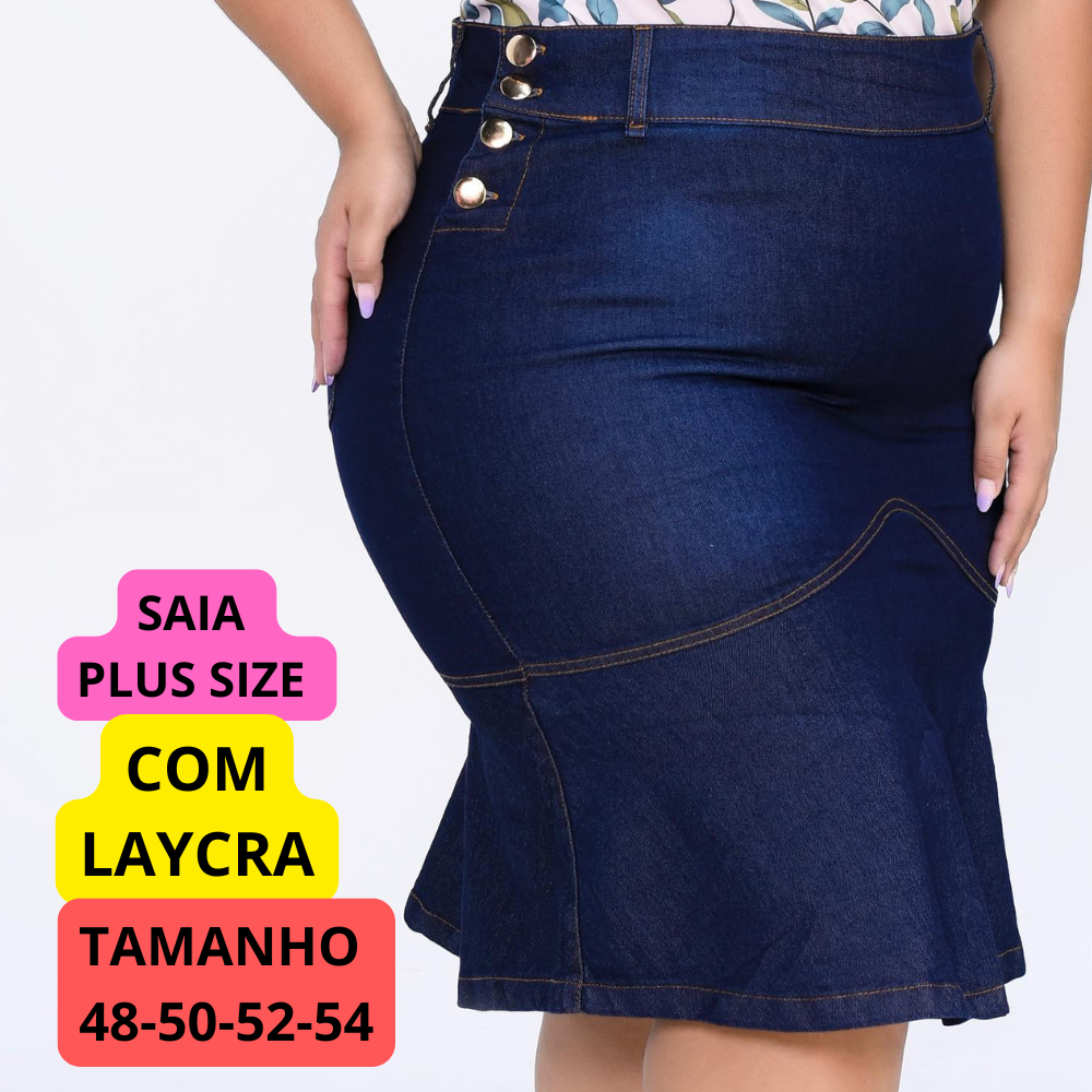 Saia Jeans Plus Size Moda Evangélica Vários Modelos em Oferta na Shopee