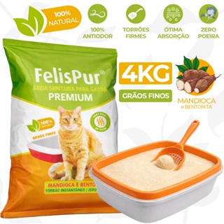 Areia de Gato 4kg Biodegradável Mandioca Higiênica Grãos Ultra Finos Natural Rendimento Baixo Odor em Oferta na Shopee