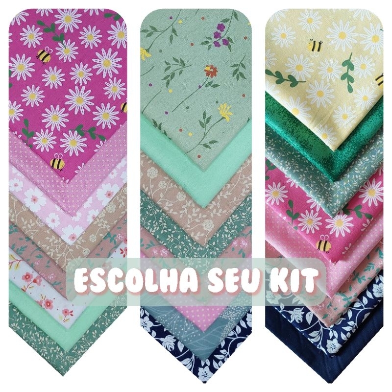 Kit Retalhos 8 Cortes Tricoline EXCLUSIVOS Algodão 35 x 50 cm