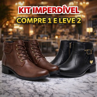 Botinha Feminina kit 2 Pares Confortável Leve Macia Envio imediato