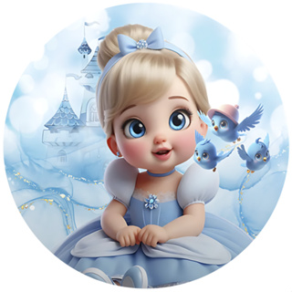 Painel Redondo Tecido Sublimado tema Cinderela Cute - PNR-4152 em Oferta na Shopee