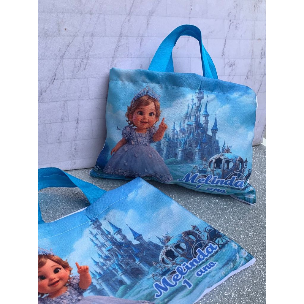 Sacolinha ecobag personalizada Cinderela Cut Festa Lembrancinha Aniversário Infantil