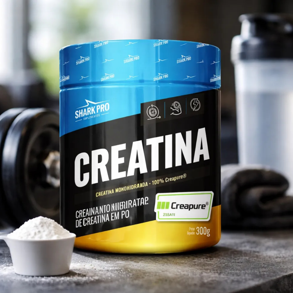 Creatina 100% Monohidratada Creapure Shark Pro 300g Sem Sabor