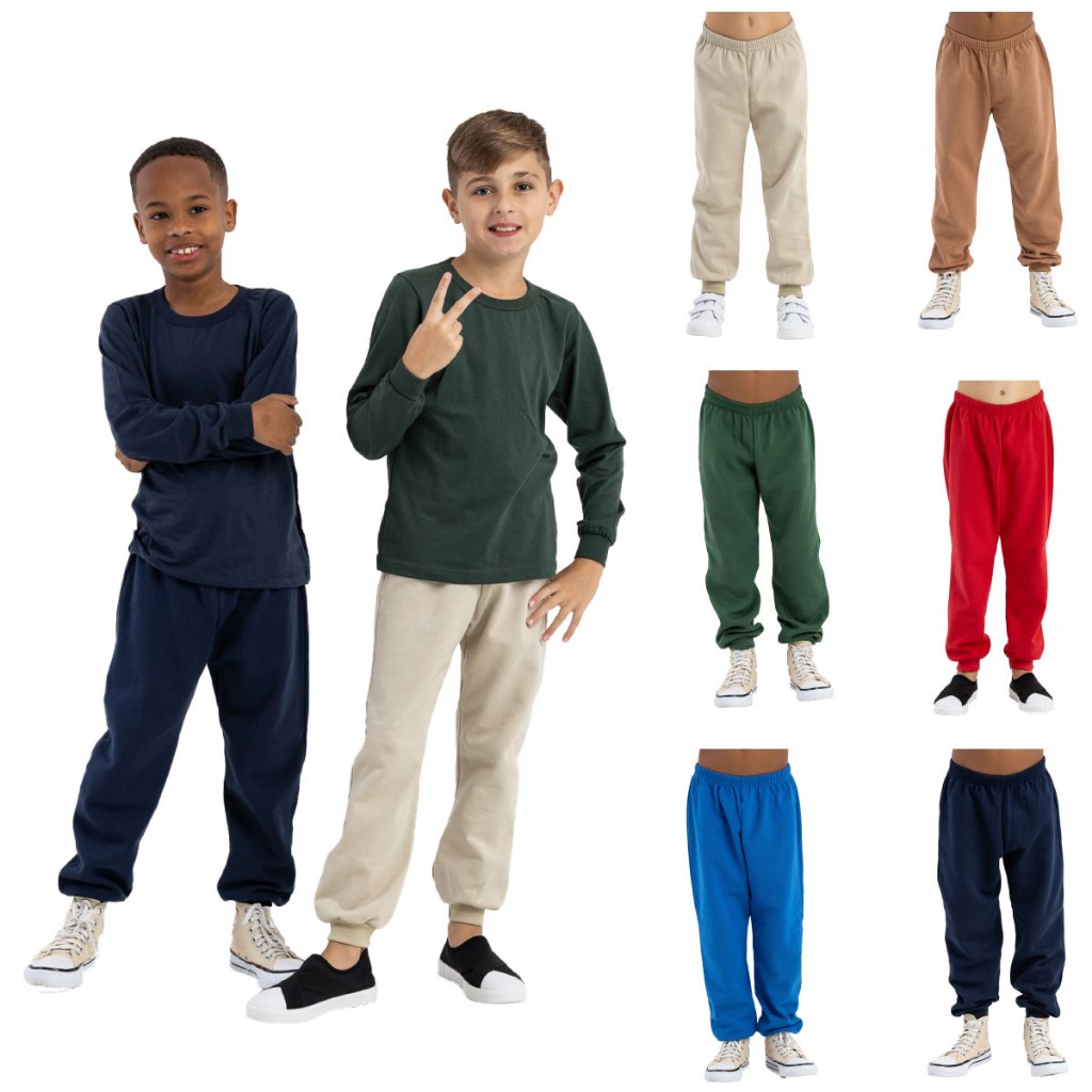 Kit 4 Calças Infantil Moletom Flanelado com Punho – Cores Sortidas em Oferta na Shopee