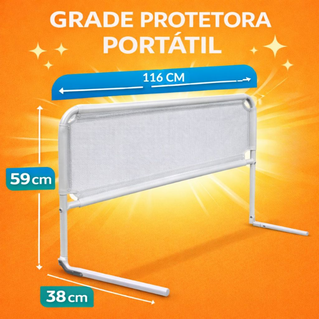 Grade de Proteção para Cama 116x59cm Grande Anti Queda Infantil e Idoso Reforçada Grade de Proteção para Cama 116x59cm Grande Anti Queda Infantil e Idoso Reforçada